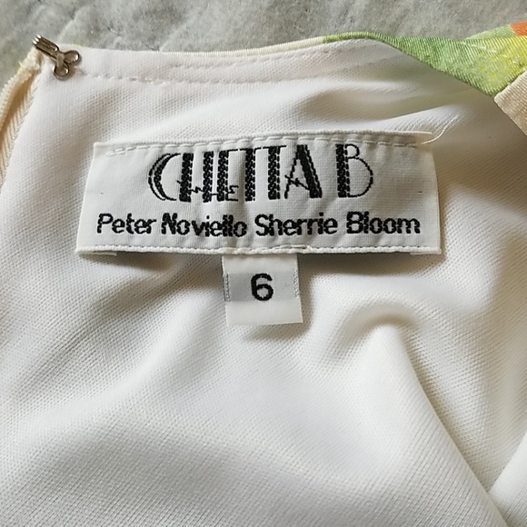 Retro Lemon-Lime Maxi Dress..Chetta B - Picture 4 of 6